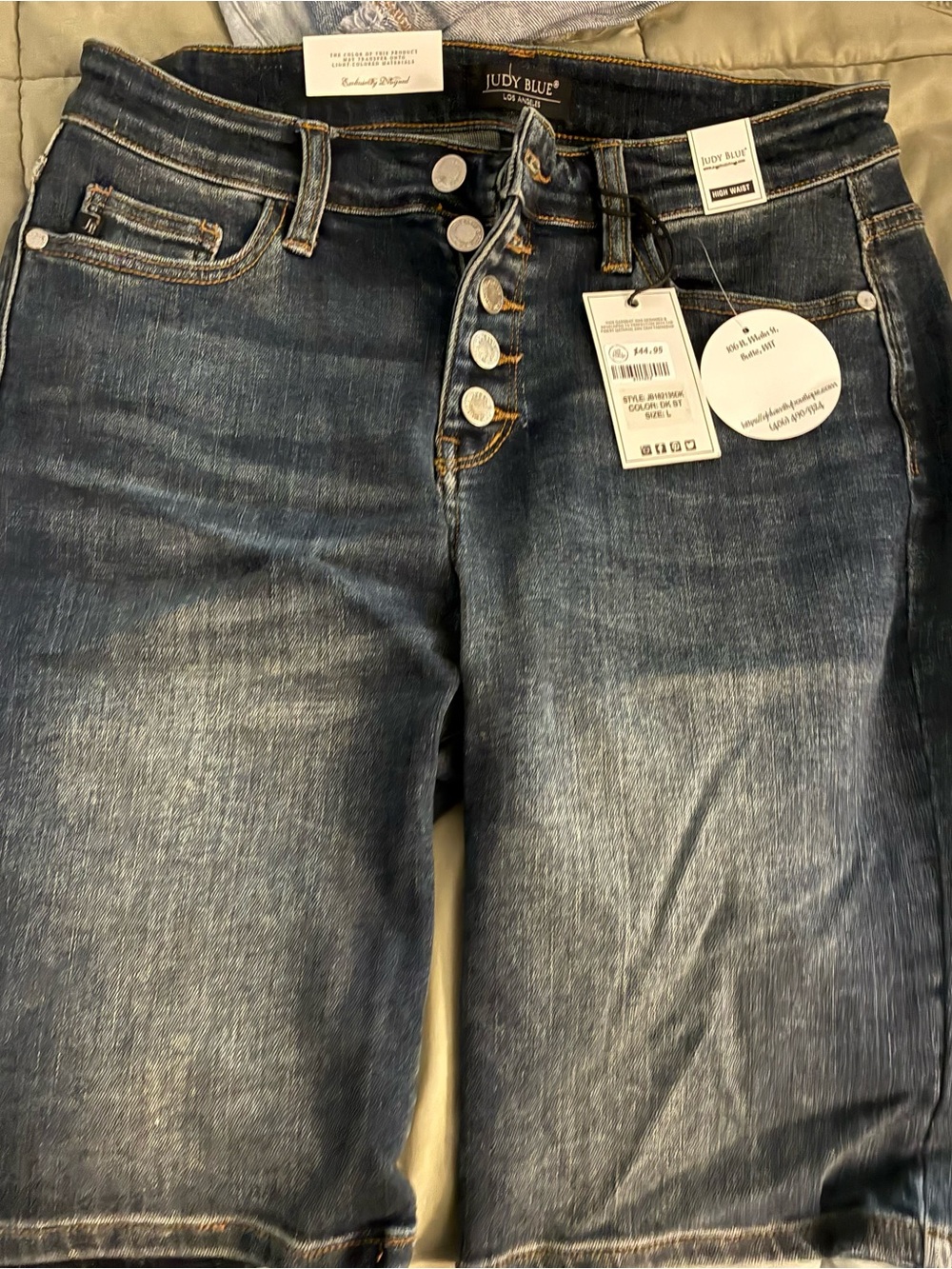Judy Blue Women's Dark Blue Button-Fly Jeans Shorts